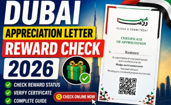 Dubai appreciation certificate and reward check